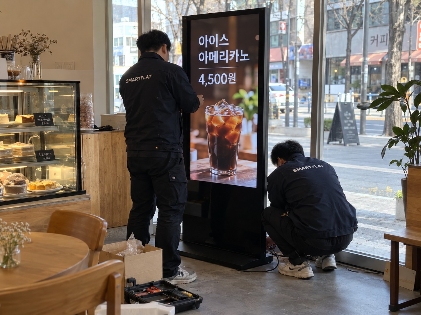 43인치 삼성 DID모니터 스탠드형 설치